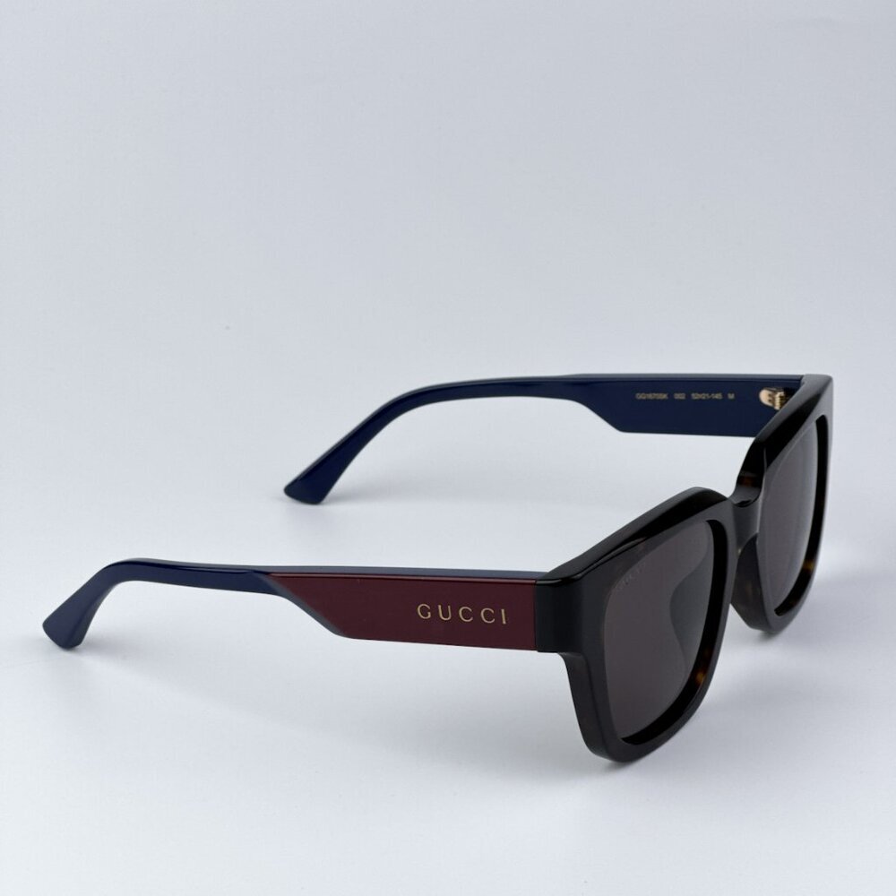 Gucci GG1670SK 002 BRAND NEW Sunglasses Havana Red Blue Grey Unisex Square - Picture 4 of 9